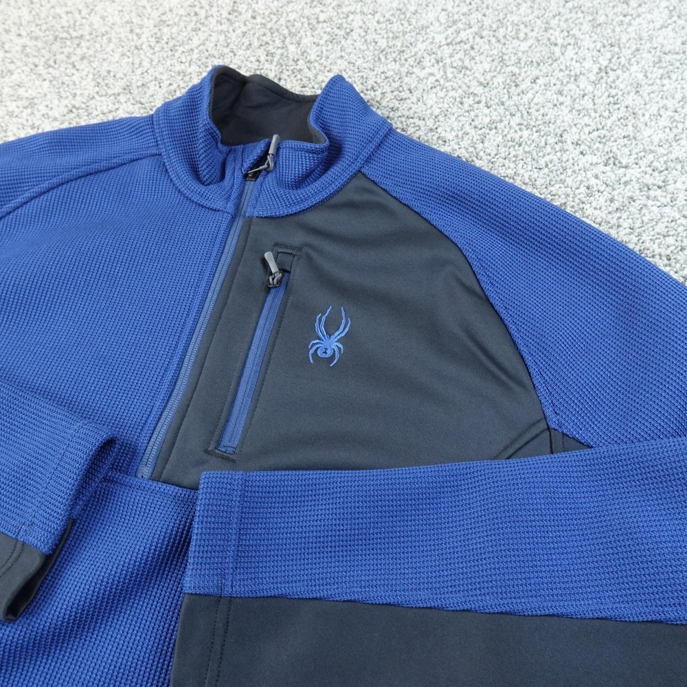 Spyder Pullover Mens 2XL Blue 1/4 Zip Fleece Long Sleeve Skiing Thermal Jacket